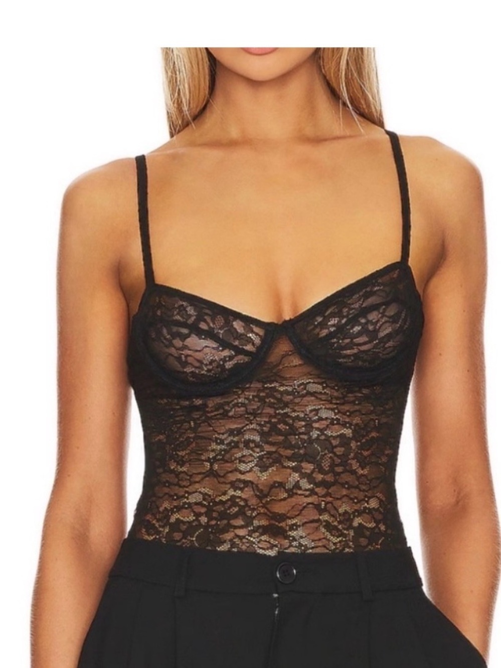 Anime Bing Via lace Black bodysuit Size XS
